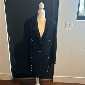 Chic Black Double-Breasted Women's Pea Coat